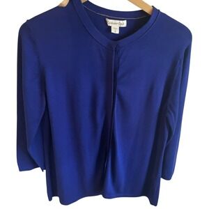 Coldwater Creek Silk Blend Cardigan Sweater Women 1X Purple Button 3/4 Sleeve